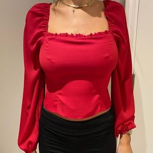 Red blouse crop top